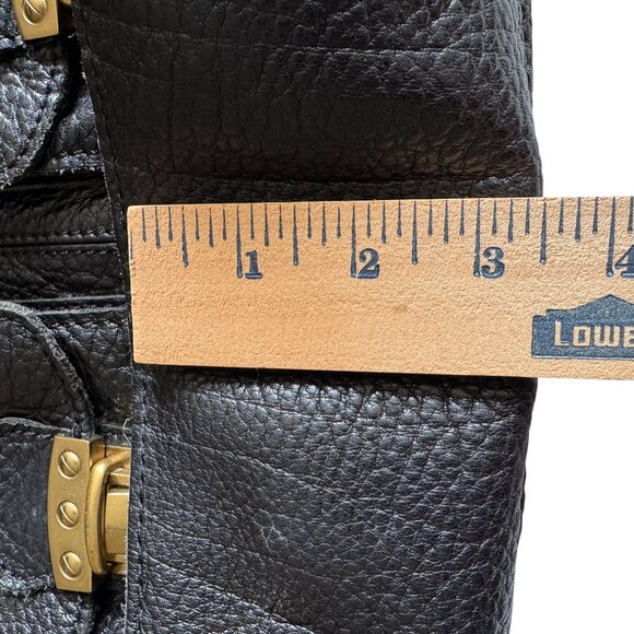 Linea Pelle Black Leather Shoulder Handbag Tote Soft Weighty Leather - Picture 15 of 16